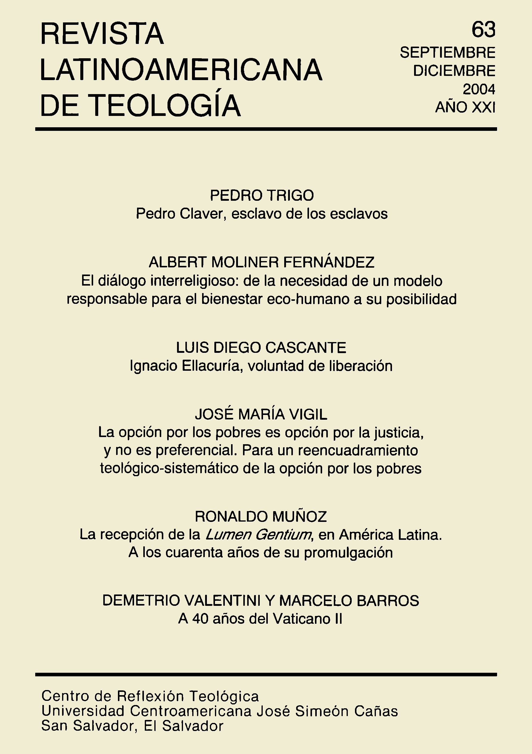 La recepción de la Lumen gentium, en América Latina. A los cuarenta años de  su promulgación | Revista Latinoamericana de Teología